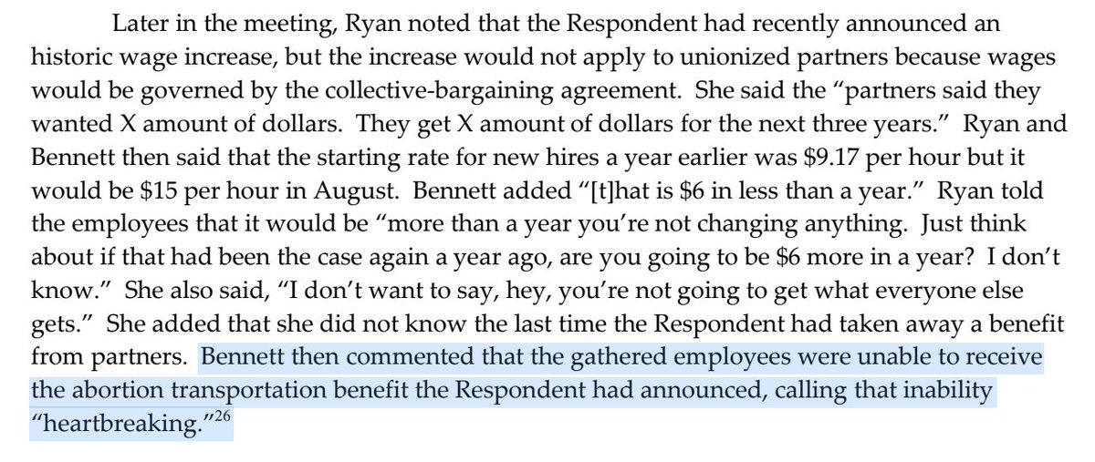 A Starbucks store manager told workers who were organizing that they would not be eligible for the company's new abortion travel benefit if they unionized. She said this was 'heartbreaking.' An NLRB judge just ruled that this amounted to an illegal threat.