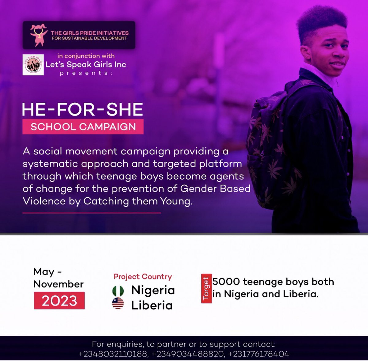LetsspeakGirls's tweet photo. In abidance of our He - For - She Project in partnership with @TGPI_20, targeting 5000 school boys within Liberia and Nigeria. Let’s Speak,Girls Inc. Gender- Based Violence Club visited The Faith Christian Academy, peace Island community to indoctrinate teenage boys on GBV. https://t.co/obrXDzbCf3