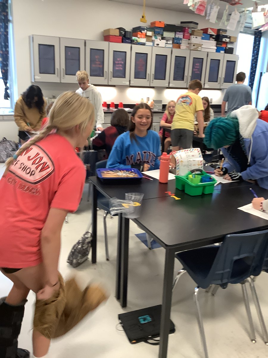 Ms_Steger's tweet photo. After learning about Newton's First Law, we test/observe it through some  hands-on activities. https://t.co/DHS6nFXq1t
