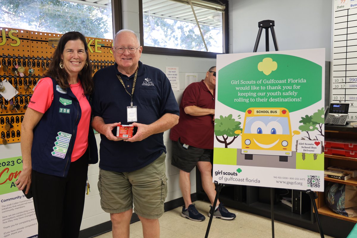 collierschools's tweet photo. In honor of #SchoolBusSafetyWeek, the @GSGCF decided to show their appreciation to our local school bus drivers &amp; transportation staff by providing goodies &amp; handwritten notes of thanks. We appreciate your support of these amazing employees! #CCPSFamily #CCPSProud https://t.co/9tLk1CRPP9