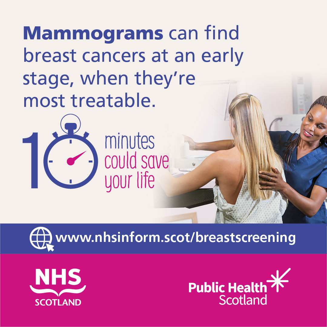 NHSForthValley's tweet photo. Make time to attend your breast screening appointment when you’re invited – it only takes 10 minutes and could save your life.
For more information visit https://t.co/gdPDHveOv8
#ScotsScreening #BreastCancerAwareness https://t.co/qYu1DOgEDt