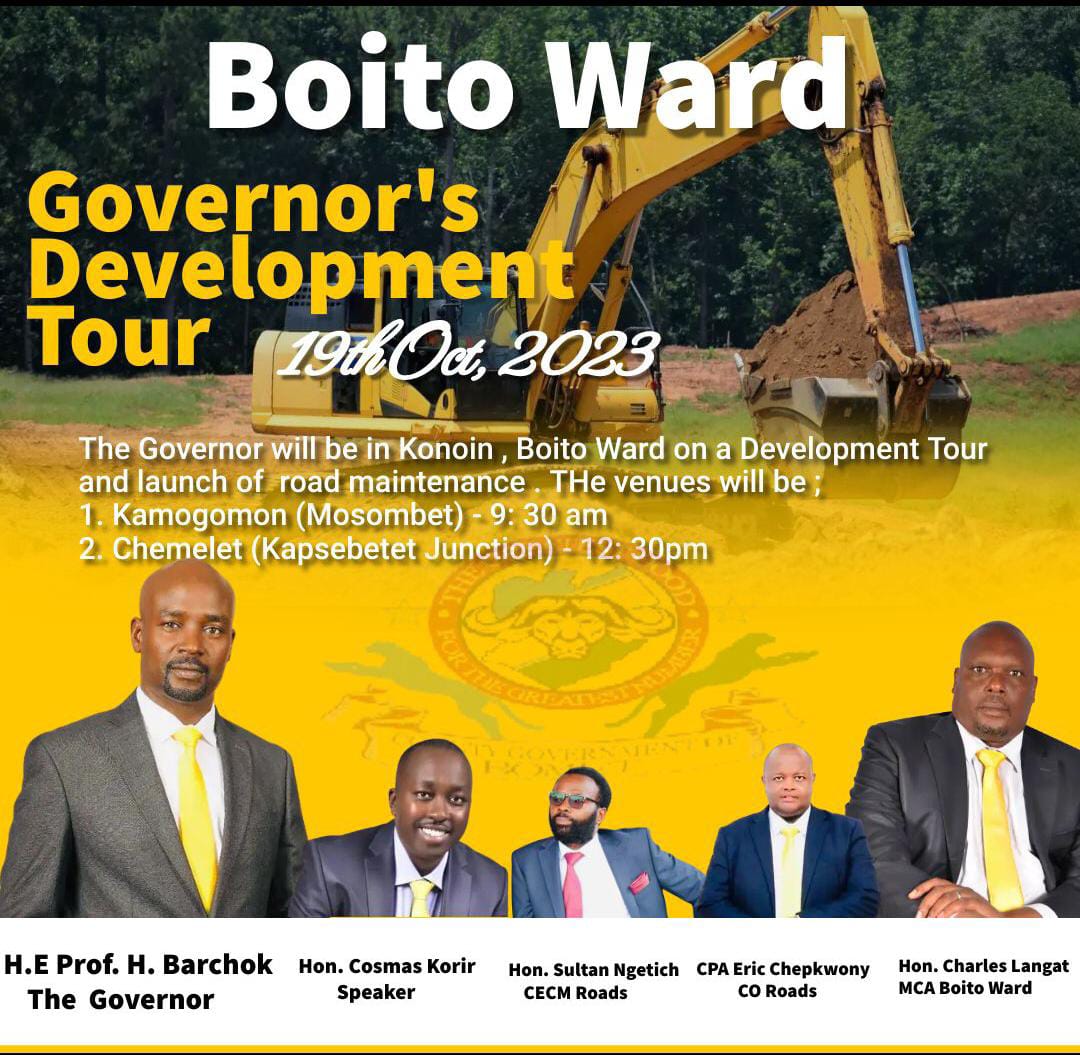 We will be undertaking a number of development activities at Boito Ward, Konoin Sub-County, tomorrow.