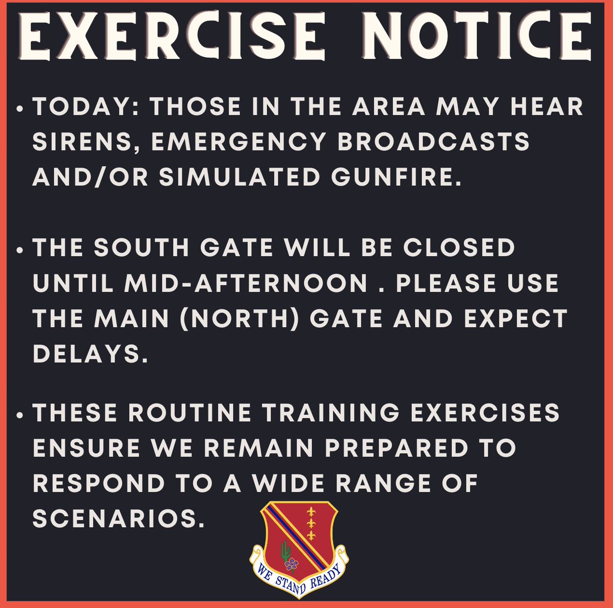 Exercise affecting Selfridge Air National Guard Base today: