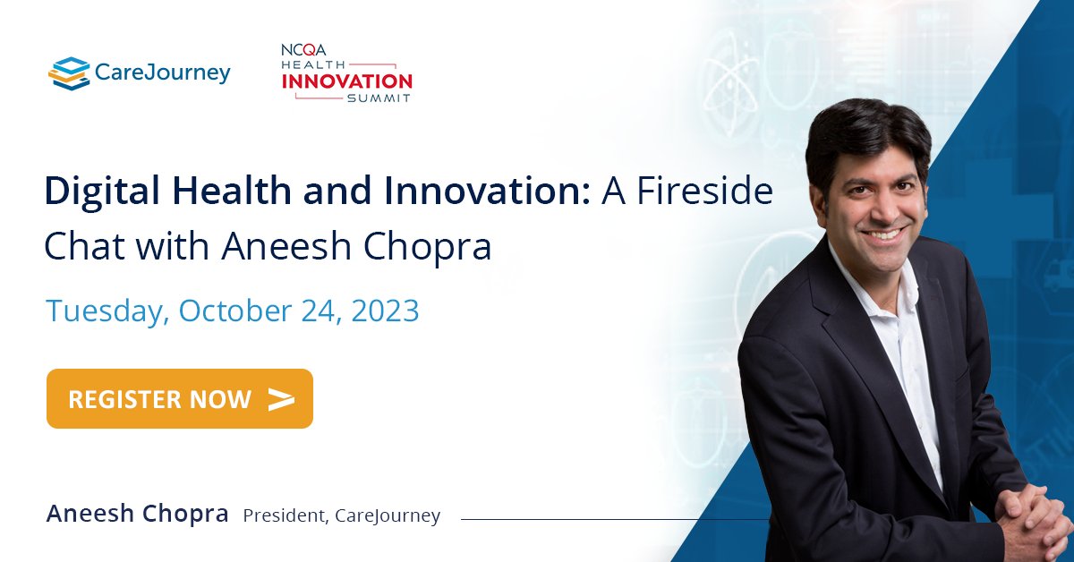 CareJourney's tweet image. Next week at the @NCQA Health Innovation Summit: CareJourney President @aneeshchopra sits down with Edward Yurcisin, CTO of NCQA, to discuss the intersection of digital health, innovation and value-based care.

Learn more about the summit and register: tinyurl.com/24myuc89