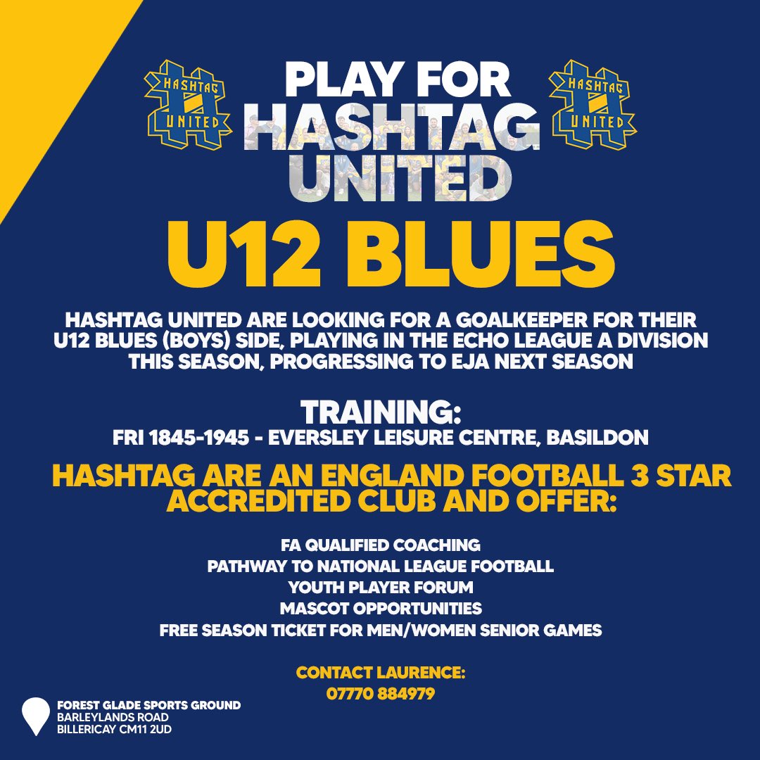 🚨GK NEEDED: U12 BLUES 

Pls contact Laurence for more info 👇