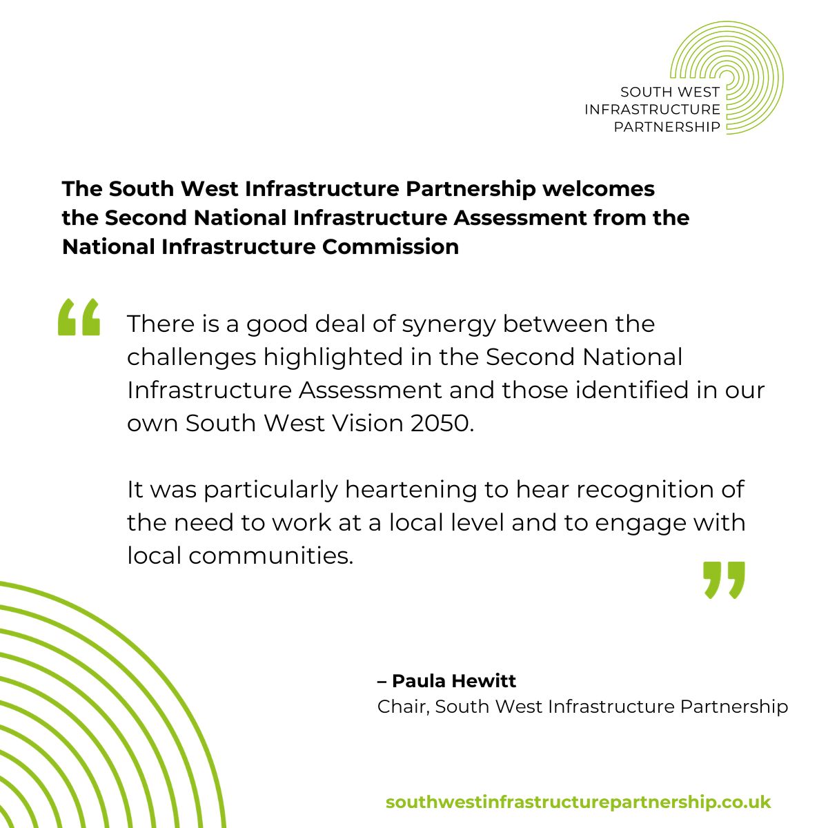 Paula Hewitt, chair of SWIP, shares her initial thoughts on the @NatInfraCom Second National Infrastructure Assessment. 

What are the implications for #infrastructure in #SouthWestEngland?

⬇
…thwestinfrastructurepartnership.co.uk/2023/10/18/syn…

#investment #lowcarbon #resilience 
#NIA2