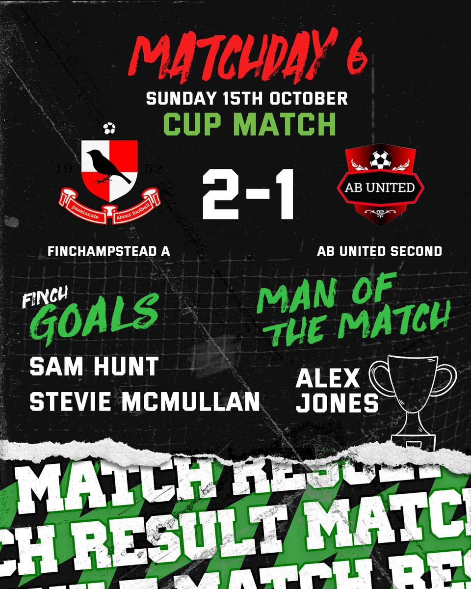 After a well contested cup game where it could have gone either way, a great team performance from the lads even with the theatrics helps us move onto the next round! 

#UPTHEFINCH 🟢⚫️