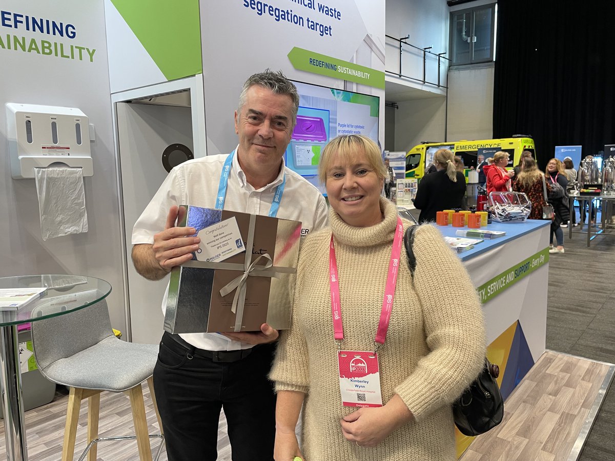 DanielsHCare's tweet photo. The winner of yesterday's prize is the lovely @kimberleywynn5 Thank you for coming to collect your prize and having a photo taken with our fab @lesboyce44
We hope you enjoy!
#IP2023Conf #IP2023 https://t.co/p2Eqwp4HL0