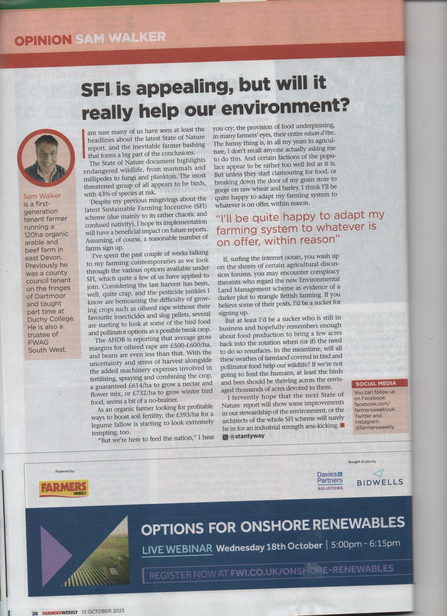 Latest effort in <a href="/FarmersWeekly/">Farmers Weekly</a> . Delighted they let me keep the phrase "arse-kicking". Think that's a high point in my dubious writing career, to date...