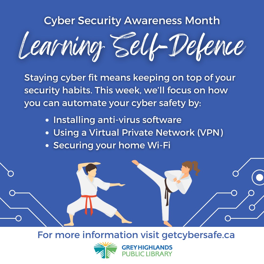 GreyHighlandsPL's tweet photo. This #CyberMonth2023 level up your cyber fitness with the following tips on self-defence:

✔️Installing anti-virus software
✔️Using a Virtual Private Network
✔️Securing your home Wi-Fi

➡️More tips on cyber security can be found at https://t.co/h6abygQ33g. https://t.co/M5znELRW4Y