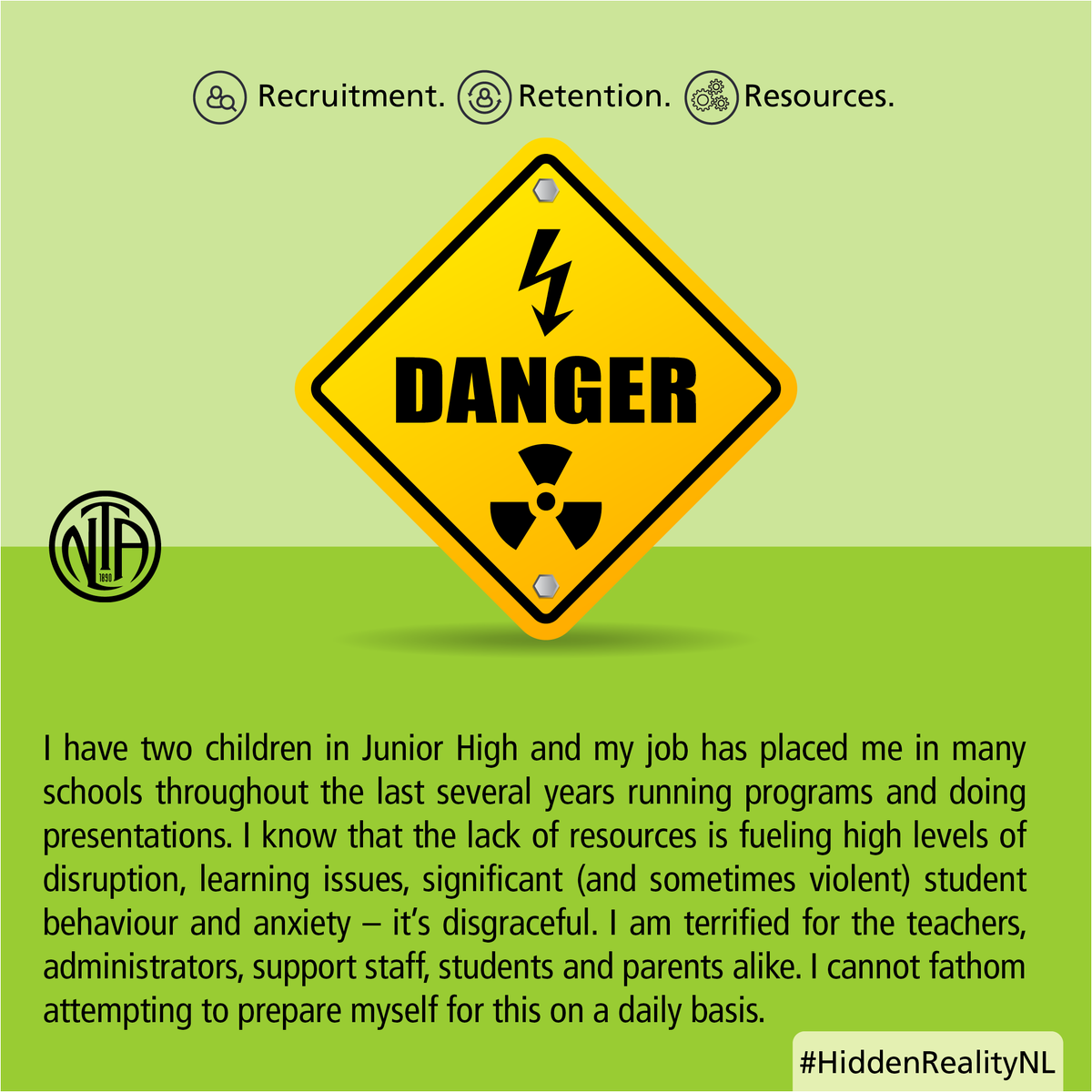 NLTeachersAssoc's tweet photo. I am terrified for the teachers, administrators, support staff, students and parents alike – A Parent

#HiddenRealityNL

✍️Recruitment
✍️Retention
✍️Resources https://t.co/dPQIliUhaK