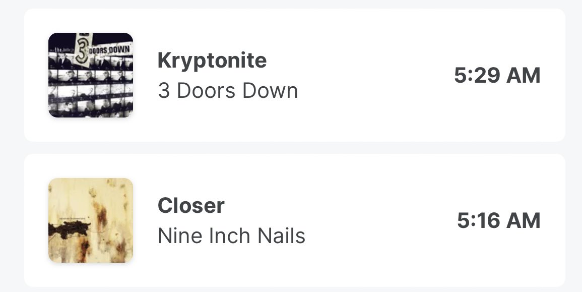 Look_at_him_noW's tweet photo. Hey @EITMonline I heard a song this morning on DC101 around 0524 and couldn’t catch the name. It was played between these two songs but isn’t listed. All I remember is female lead singer. Can you help me out?? https://t.co/wW3EgG4orS