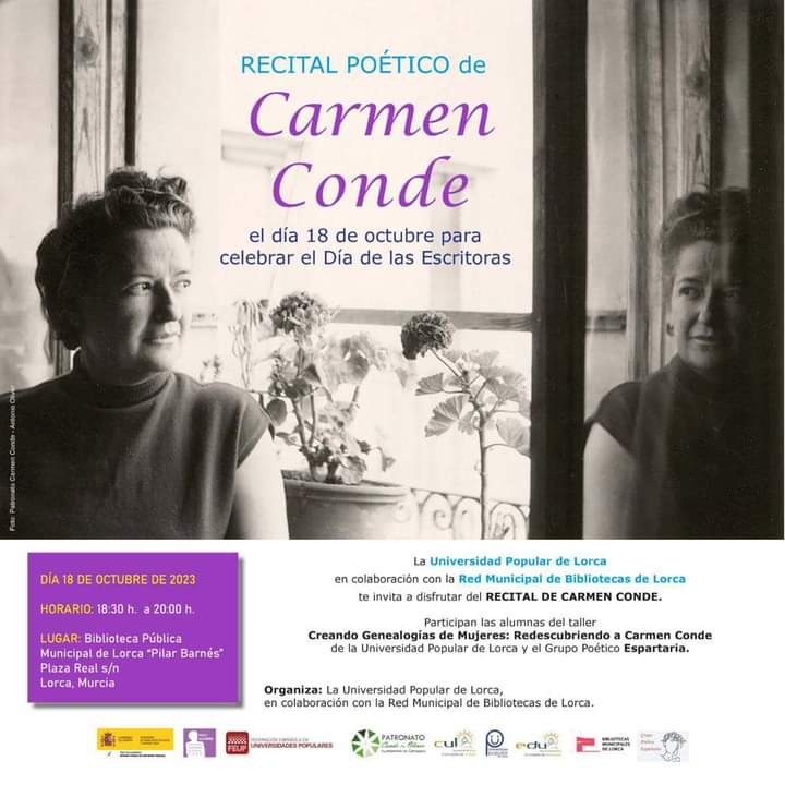 📢Recital poético en la Biblioteca Pilar Barnés de #lorca con motivo del Día de las #escritoras🖋 #foml