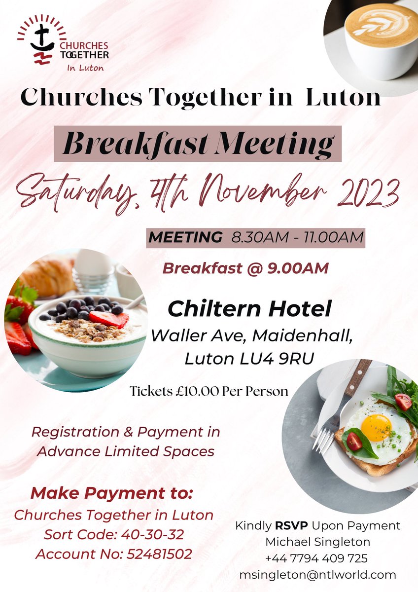 Our next CTL breakfast is fast approaching. Don't miss out, join us and meet fellow church leaders in an infomral setting and hear what CTL is doing