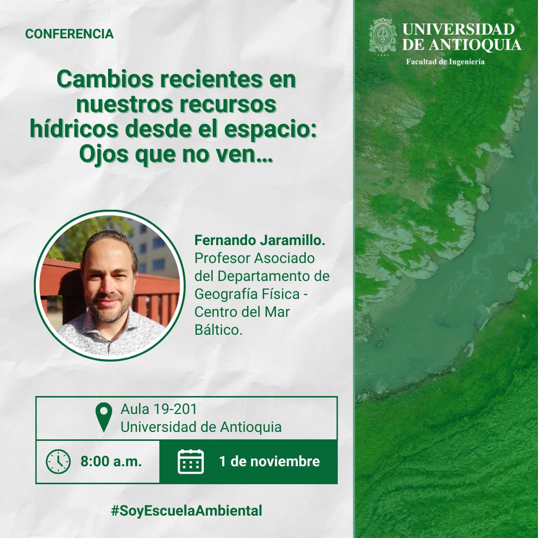 ¿Cómo han cambiado nuestros recursos hídricos? 

Fernando Jaramillo, profesor del Departamento de Geografía Física del Centro del Mar Báltico nos mostrará cómo ha sido este cambio 🌊

¡Te esperamos! 

#SoyEscuelaAmbientalUdeA