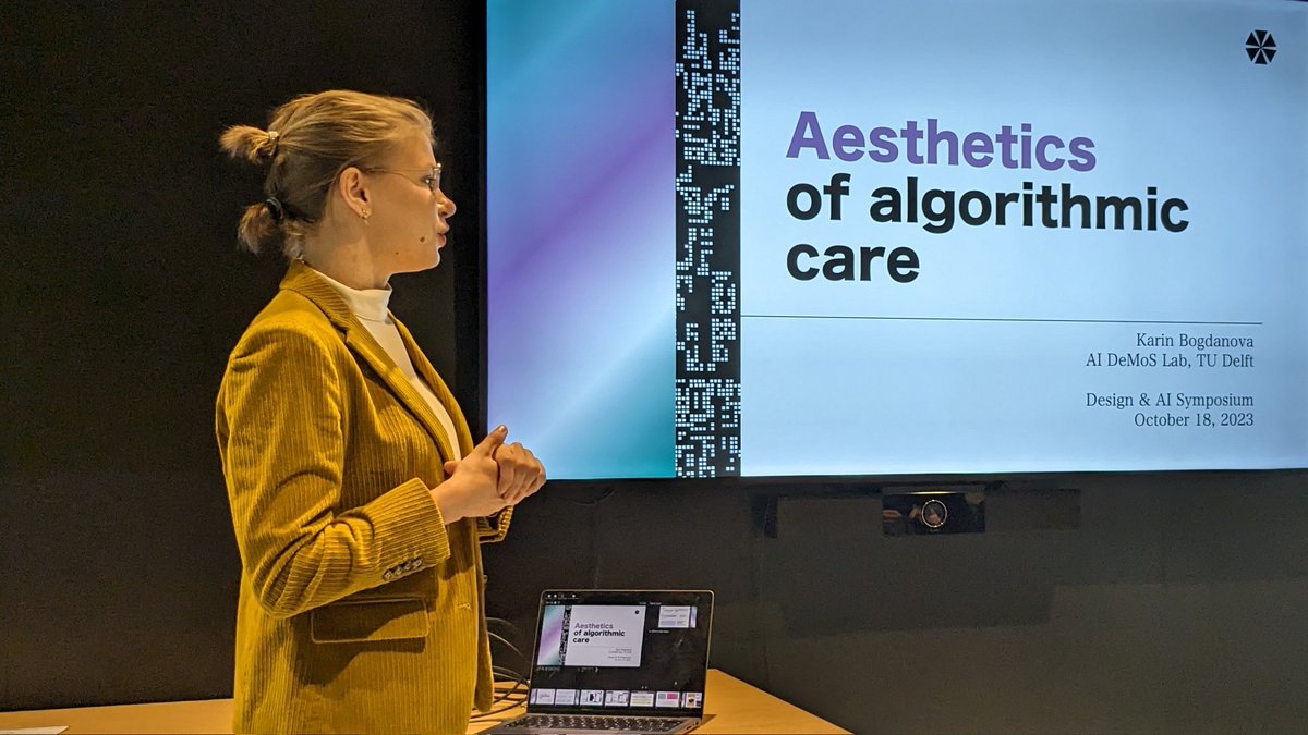 maria luce lupetti (@mlucelupetti) on Twitter photo Now Karin Bogdanova presenting her work on Aesthetics of Algorithmic Care. <a href="/Delft_Design4AI/">Design & AI at TU Delft</a> Now Karin Bogdanova presenting her work on Aesthetics of Algorithmic Care. <a href="/Delft_Design4AI/">Design & AI at TU Delft</a>