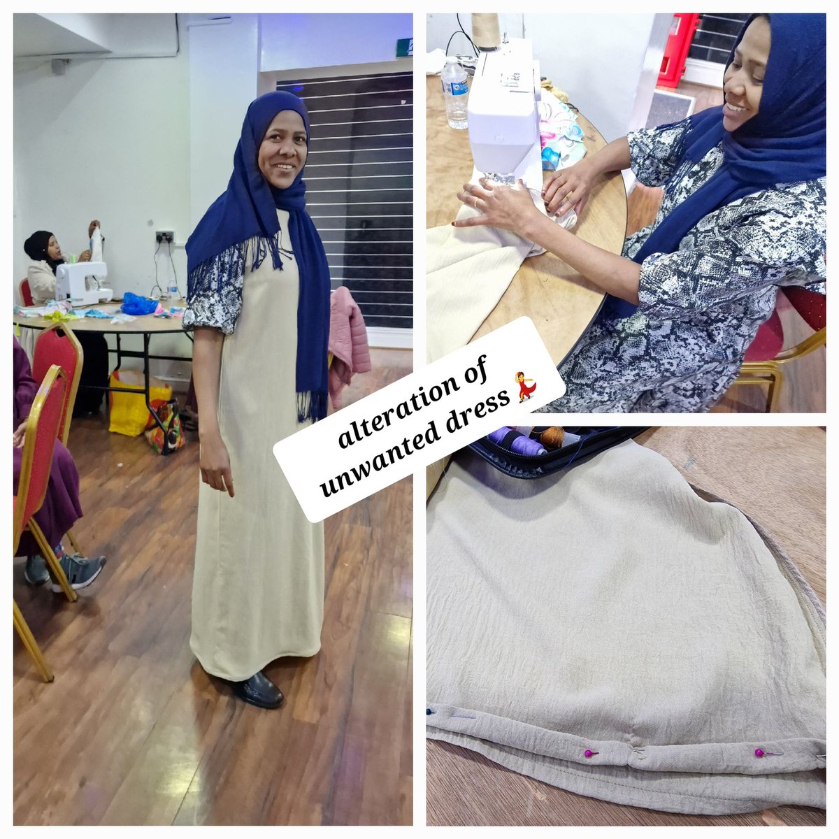 Today, at Connecting Steps, Manchester, the ladies have been doing a lot of #refashion and #alterations of unwanted dresses as well as #upcycling unwanted curtains/bedsheets to make shopping bags. #reuse #zerotextilewaste #saynotofastfashion #sustainablefashion #skills #wellbeing