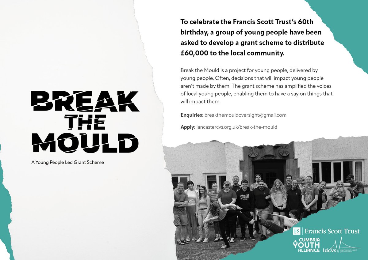 Come to LDCVS Funding Fair 2023 this Friday at @ValeofluneR 10am-3pm and speak with Ant Briggs, our Young People Participation Worker who will be representing the '#breakthemould' programme. Funders of this programme @francisscott63 will also be attending #youngpeople @CYAUK