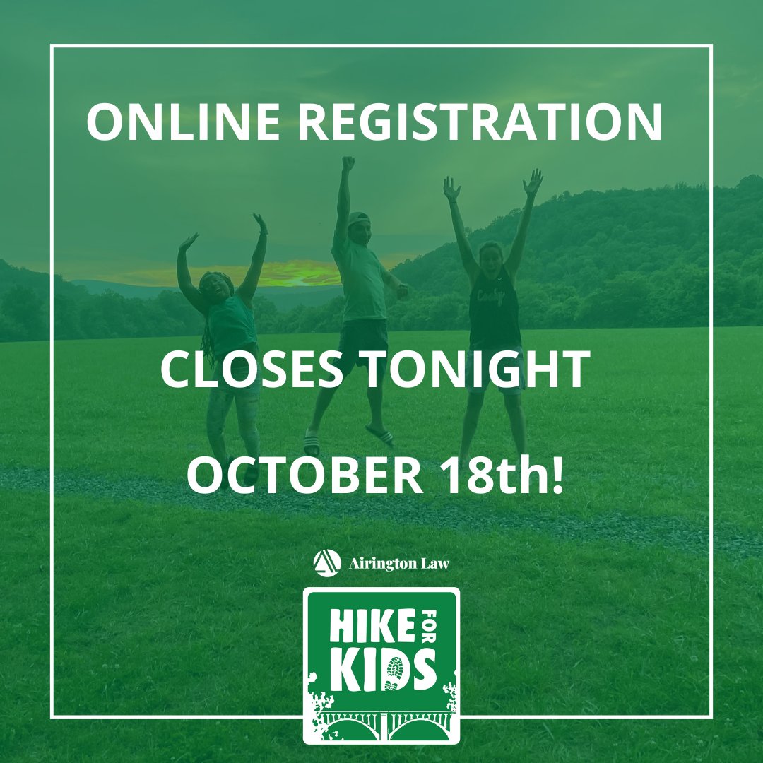 Today is the last day to register online for our 2023 Hike for Kids event!!🎉

Help us reach our goal of 275 total hikers joining us this weekend (10/21)!🌿

Out of town? You can still support – sign up as a virtual hiker🥾

Register here: blueskyfund.org/hikeforkids