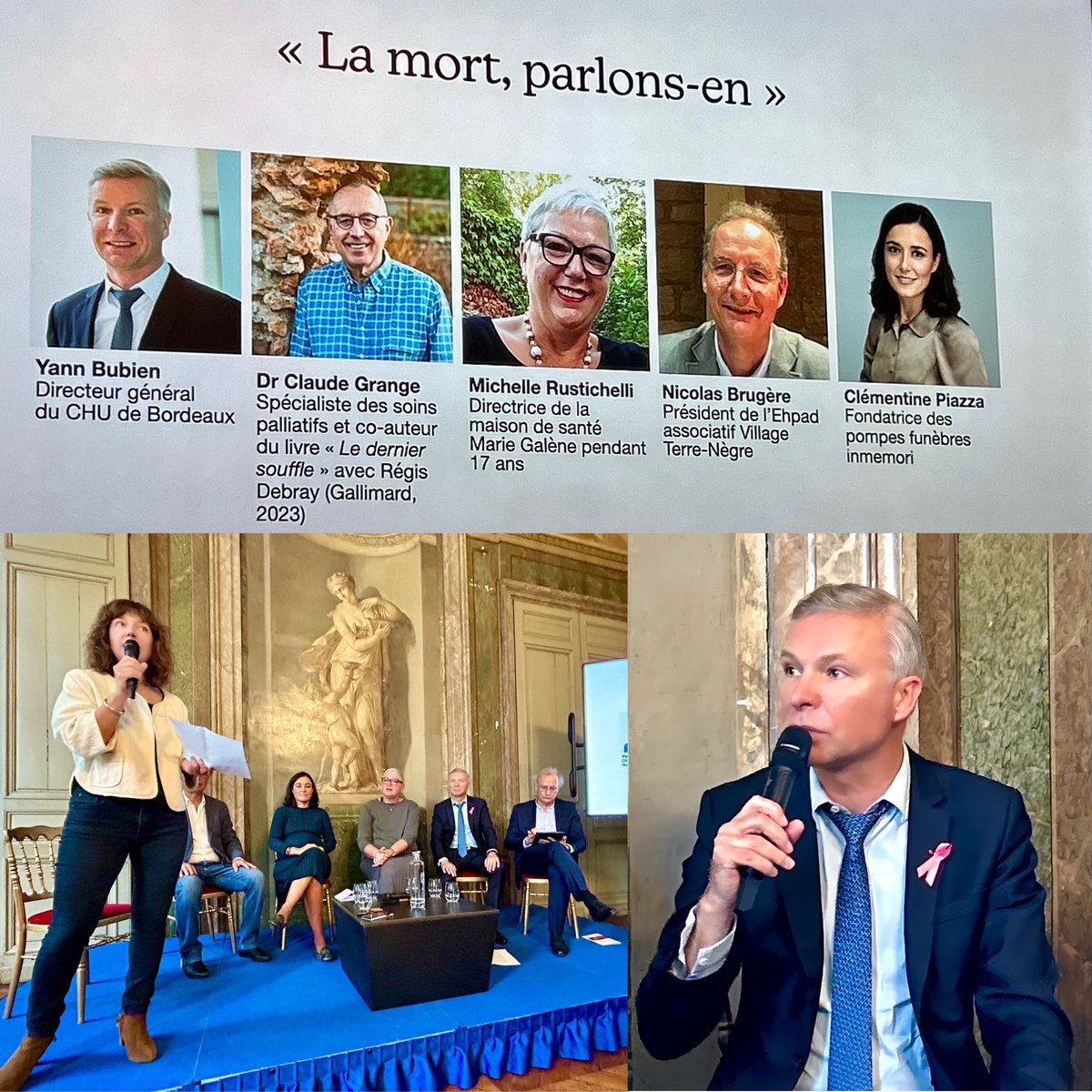 Table-ronde sur la mort et la fin de vie… un sujet difficile dont il faut parler … une discussion organisée par la mairie de <a href="/Bordeaux/">Bordeaux</a> et <a href="/inmemori_fr/">inmemori</a> à l’hôtel de ville 🙏 Avec le Dr Claude Grange, <a href="/RustichelliM/">RUSTICHELI Michelle</a> <a href="/NBrugere/">Nicolas Brugère</a> <a href="/clem_piazza/">Clémentine Piazza</a> 🙏 <a href="/CHUBordeaux/">CHU de Bordeaux</a> <a href="/MdSMarieGalene/">MdS Marie Galène</a>