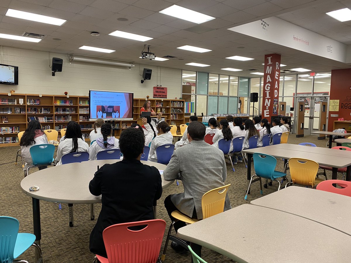 So excited to celebrate the HSA Ambassadors being inducted today at <a href="/HSAMonroeMiddle/">HSA at Monroe Middle School</a> ! ❤️<a href="/AGHoulihan/">Andrew G. Houlihan</a> <a href="/RimmerEdTech/">Casey Rimmer</a> <a href="/AngelaFoster71/">Angela E. Foster, Ed.D.</a>