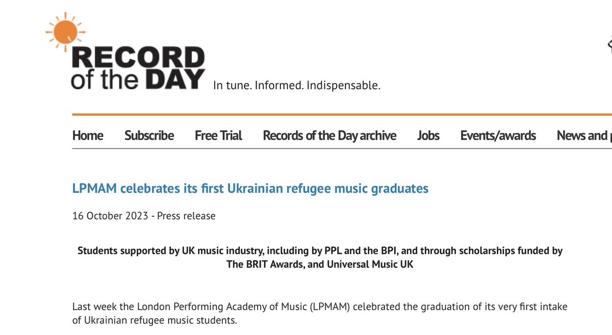 LPMAM celebrates its first Ukrainian refugee music graduates recordoftheday.com/news-and-press… via @recordoftheday