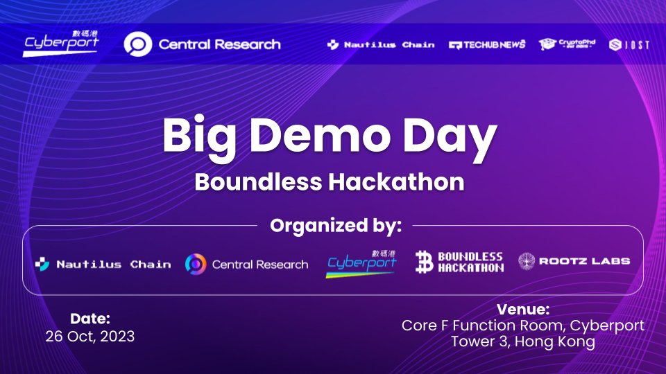 nautilus_chain's tweet photo. Big Demo Day 8️⃣ is coming! 

Co-hosted by HK @cyberport_hk  & @CentralResearc3 , #NautilusChain, @boundlesshack @rootzlabs , and more! A prime opportunity to dive deep into modular blockchain & RWA with many VCs, projects, and media attending.

📅 Date & Time: 2023.10.26, 9:30-18:30
🏢 Location: Cyberport Building 3, Core E Function Room
🚍 Free Shuttle: From West Kowloon High-Speed Train Station (Depart 9:30/Return 18:30)

Limited seats, entirely FREE! 
Calling all Web3 professionals and VCs to join us!🥳

💌 Register now🔗: https://t.co/cnXVp0ZvTq