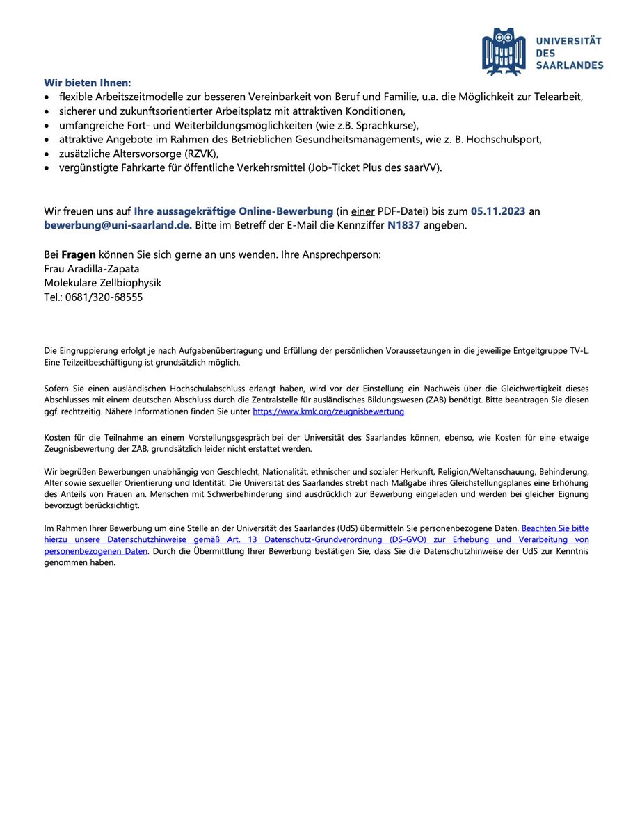 Biophysics of the Cytoskeleton (@schaedellab) on Twitter photo We’re hiring! 🥳
We’re currently looking for an energetic lab technician to join our young & dynamic team for molecular cell biophysics at <a href="/Saar_Uni/">Universität Saarland</a>! 🧪
Please feel free to share!
- More information about the position:
uni-saarland.de/fileadmin/uplo… We’re hiring! 🥳
We’re currently looking for an energetic lab technician to join our young & dynamic team for molecular cell biophysics at <a href="/Saar_Uni/">Universität Saarland</a>! 🧪
Please feel free to share!
- More information about the position:
uni-saarland.de/fileadmin/uplo…