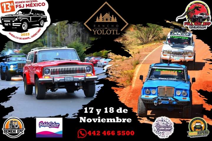 PasionJeepera's tweet photo. Listos para celebrar en grande con los Chicos Grandes del OffRoad?

13a Reunión Nacional #FullSizeJeepMexico Nov 17 y 18 #RanchoYolotl #Amealco #Querétaro
Todos los #4x4 son bienvenidos

#PasionJeepera #OffRoad #Jeeperos #Jeepear #TodoTerreno #Rutas4x4 #Eventos4x4 #Jeep https://t.co/c5iGQk8s51