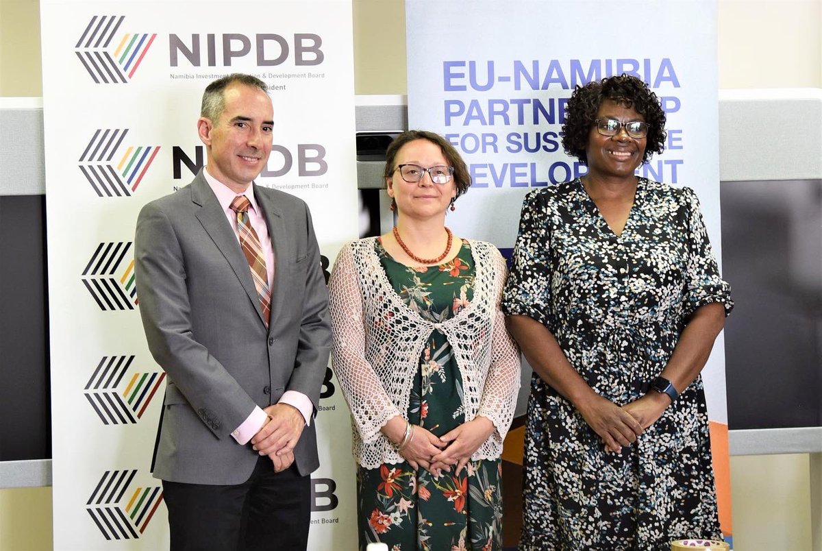 EUinNamibia's tweet photo. 1/2 @EU2Namibia &amp; @NIPDB launched the first ever EU-Namibia Business Forum (ENBF) which is set to take place from 24 to 25 October 2023, in Brussels, Belgium. 

Hosted under the theme: “Mobilizing quality investment &amp; value addition for green growth in the EU-Namibia partnership” https://t.co/wrY1OuLuzR
