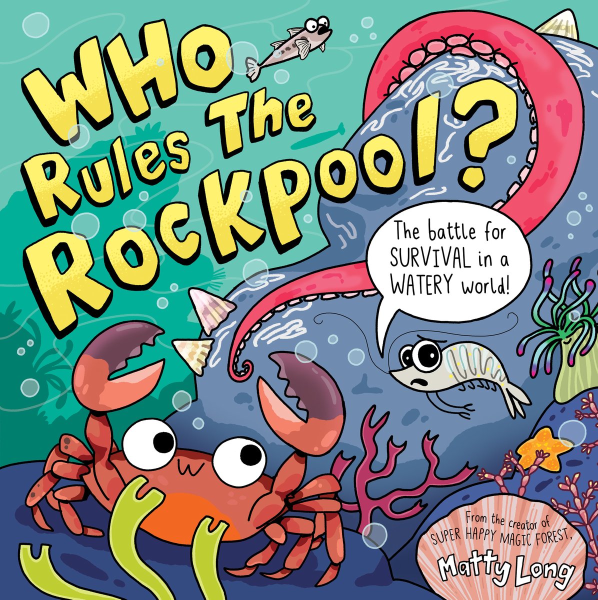 Hey look it's a new picturebook by me and @OxfordChildrens that's out in February. Join a foolhardy crab and a nervous prawn as they discover who rules the rockpool. Pre-orders up now online and in store 🦀