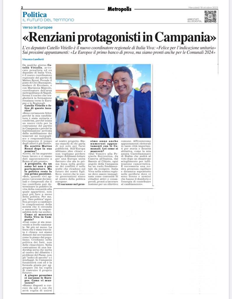 catvitiello's tweet photo. Iniziamo un nuovo ciclo verso le #elezionieuropee e per la costruzione di un partito riformista e liberale, rivolto alla generazione Telemaco…ne parlo nell’intervista di oggi al @metropolis_web https://t.co/2jxS0bUTC1