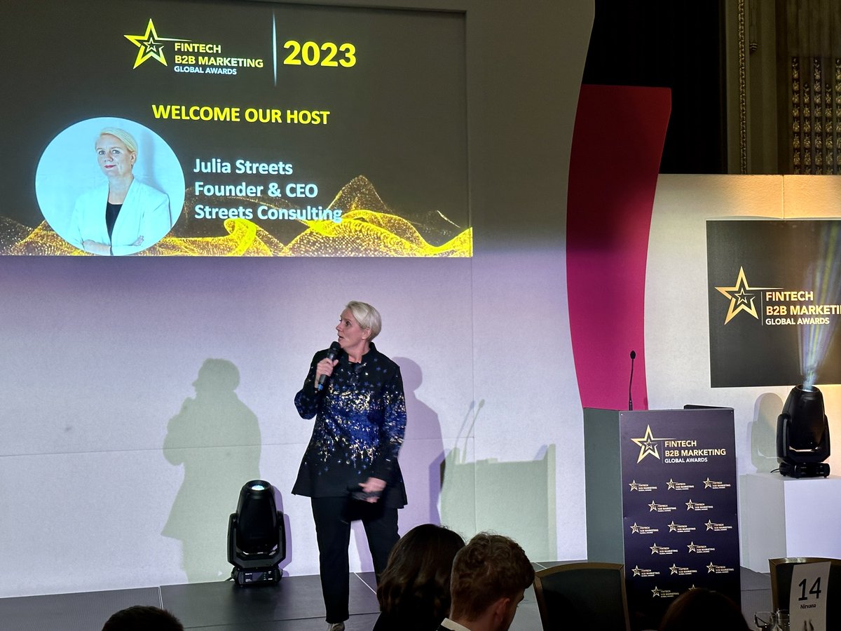 Julia Streets (@streets_julia) on Twitter photo It was great to host the <a href="/FintechB2b/">FinTech Marketing Community</a> Marketing Global Awards 2023 yesterday, an evening full of networking and laughs, as well as raising money for <a href="/streetchilduk/">Street Child</a> to help them with their essential work to transform the lives of children in the world’s toughest places.
#FTBM2023 It was great to host the <a href="/FintechB2b/">FinTech Marketing Community</a> Marketing Global Awards 2023 yesterday, an evening full of networking and laughs, as well as raising money for <a href="/streetchilduk/">Street Child</a> to help them with their essential work to transform the lives of children in the world’s toughest places.
#FTBM2023