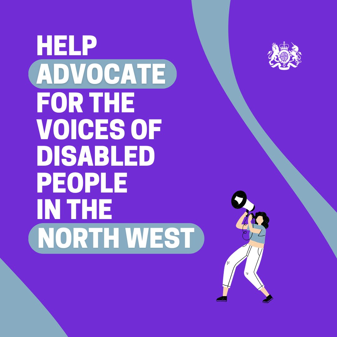DisabilityGovUK's tweet photo. We’re recruiting a new chair for the Regional Stakeholder Network in the North West.

Are you a disability advocate with the expertise to advise the government on local disability issues?

Apply to make a difference ➡️ https://t.co/DOTvGSHQmH https://t.co/KLar2GfSjU