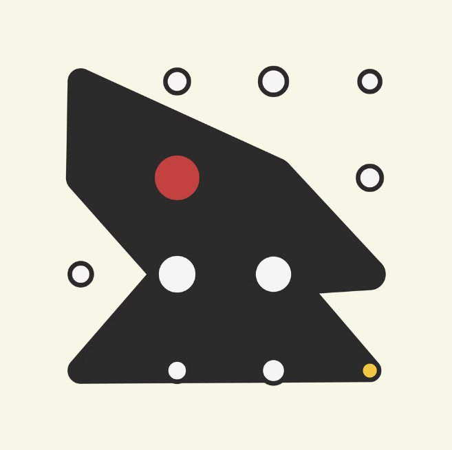 Beneath simplicity lies a dance of colors and contours. Fine lines meet bold contrasts, anchored by the striking red peg. 🐺

Ringer #783, <a href="/dmitricherniak/">Dmitri Cherniak</a>