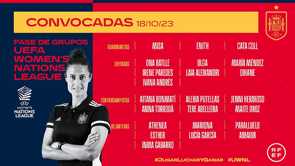 EFEdeportes's tweet photo. #ÚLTIMAHORA | Jenni Hermoso vuelve a la selección española.

🇪🇸 España se enfrentará a Italia y a Suiza en la #UWNL 

#EFEFem https://t.co/fovPy9ofqn