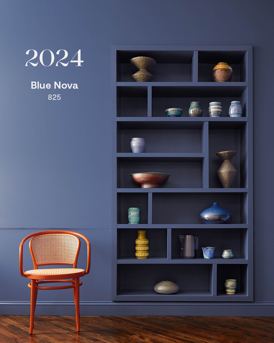 Benjamin_Moore's tweet photo. Explore how the beauty of blue has inspired and informed our color trends of past years, from the soothing Aegean Teal 2136-40 to the #ColorOfTheYear2024 Blue Nova 825. Head to https://t.co/wQPG5VYmtj or your locally owned store to shop color samples. 💙 #BenjaminMoore https://t.co/HcH9cXC4cD