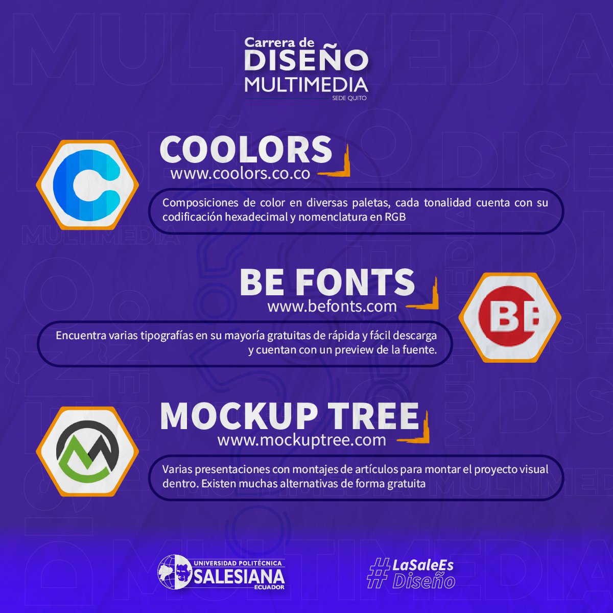 DMultimediaUPSQ's tweet photo. Tus composiciones tendrán mejores resultados.
Estos utilitarios serán de gran ayuda para la producción de tus proyectos con el tinte creativo. Visita cada uno de los portales y aprovecha de todas sus bondades.
#SoyMultimedia #Diseño #UniversidadPolitécnicaSalesiana https://t.co/4zabEypQ0C