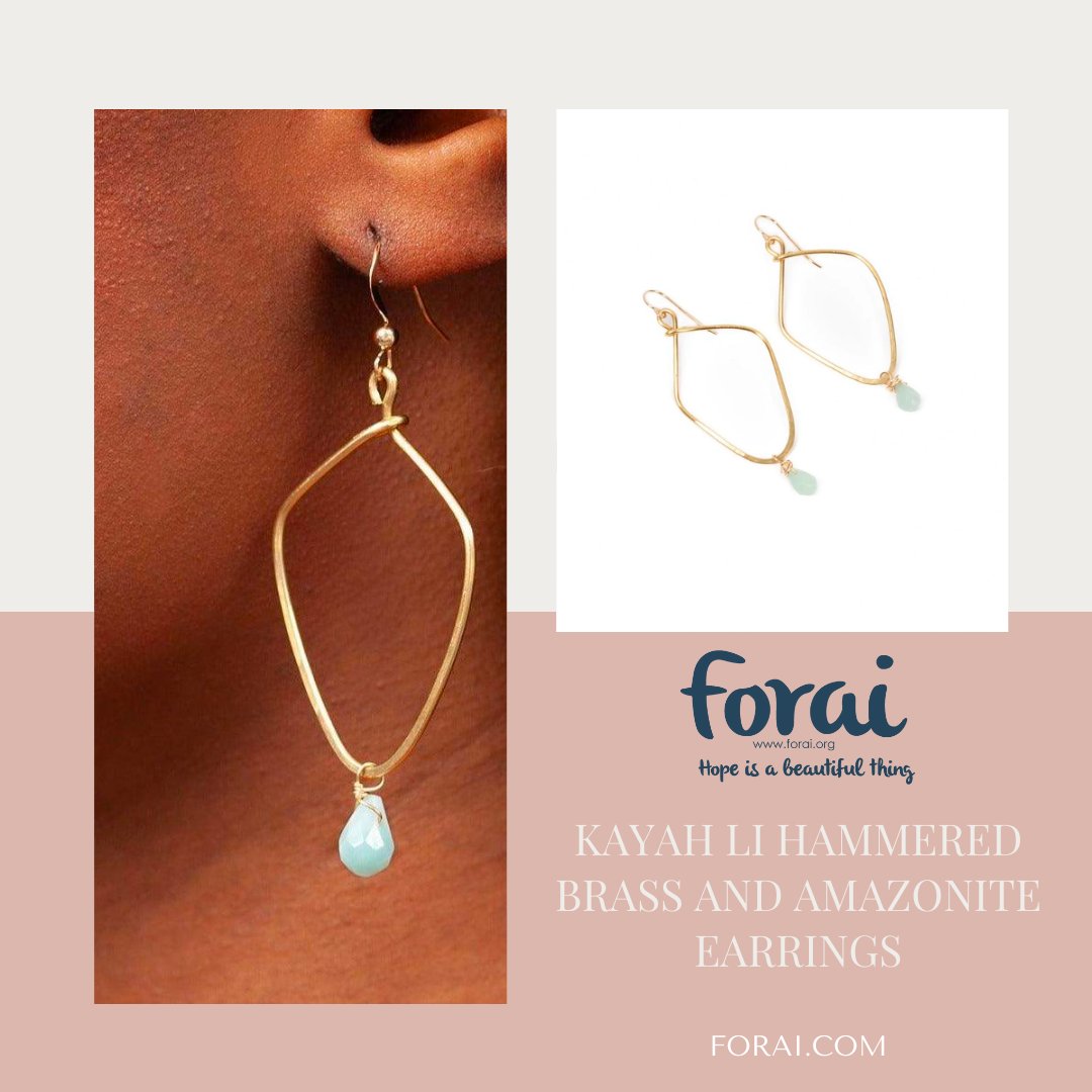 The Kayah Li Hammered Brass and Amazonite Earrings - a perfect mix of 14k gold fill ear wire, hand-crafted and hammered brass, and a stunning polished Amazonite gemstone.
.
.
#jewelry #amazonite #calmingstone #style #gems #earrings #accessories #hope #goldfill #Forai