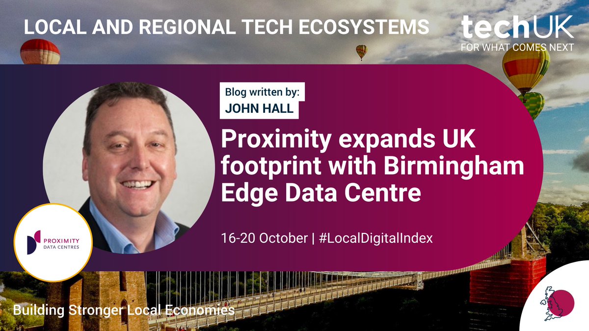 techUK's tweet photo. Read John Hall (Proximity Data Centres Limited) blog, "Proximity expands UK footprint with Birmingham Edge Data Centre" as part of our Local Digital Index Campaign Week.
👉https://t.co/pSHpoclWOR
Visit our #LocalDigitalIndex Hub: https://t.co/bm3VLdviZ1 https://t.co/wGVfg3RT5b
