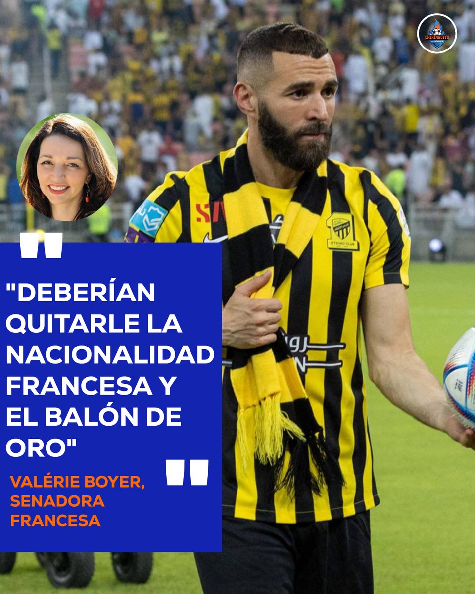 elchiringuitotv's tweet photo. ‼️ El comunicado de Valérie Boyer, senadora francesa, sobre la posible vinculación de Benzema con 'Hermanos Musulmanes'.
😯 "Deberían quitarle el Balón de Oro y la nacionalidad francesa si se demuestra". https://t.co/OIOryP31At