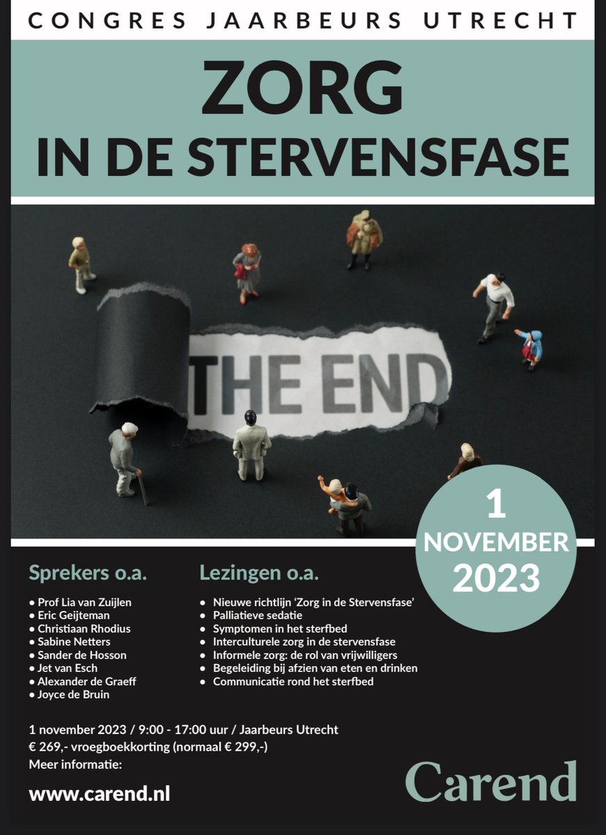Nieuwe Richtlijn 'Zorg in de Stervensfase' komt eraan.

Lia van Zuylen presenteert de belangrijkste punten uit deze richtlijn op het gelijknamige Carend Congres van 1 november (er zijn nog kaarten!)

Lees het interview via deze link: carend.nl/artikel/nieuwe…