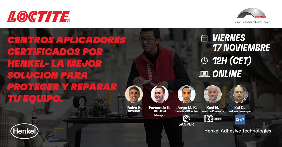 adrtaldea's tweet photo. 📣NUEVO WEBINAR LOCTITE📣Descubre la innovadora propuesta que lanza LOCTITE para su próximo webinar👉https://t.co/iHjqt0FccU 
Tres de nuestros Centros Aplicadores realizarán demostraciones de aplicaciones de mantenimiento y reparación de Equipos Industriales. ¡No te lo pierdas! https://t.co/zMopSl5zL2