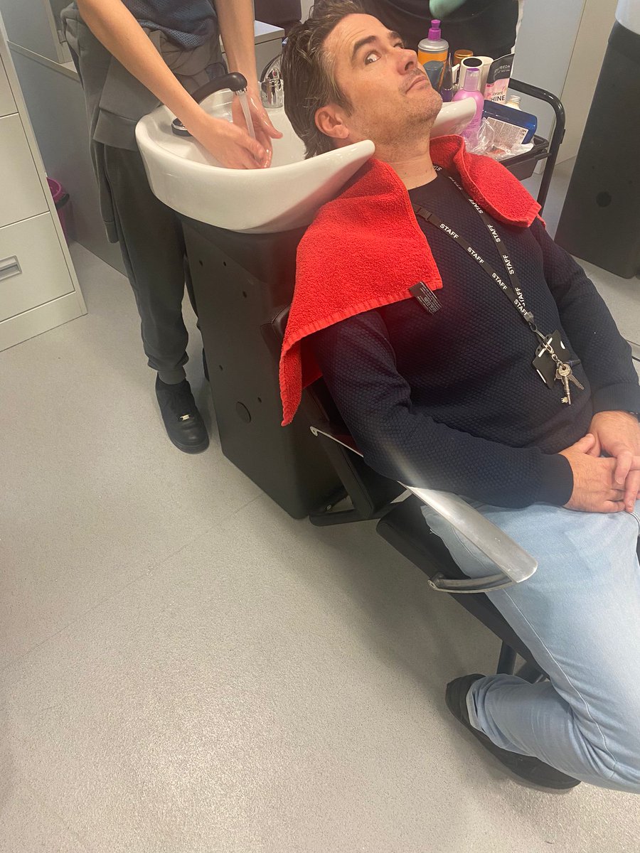 Here's our Headteacher very confidently placing his hair in our hairdressing students hands! #hairdressingstudents