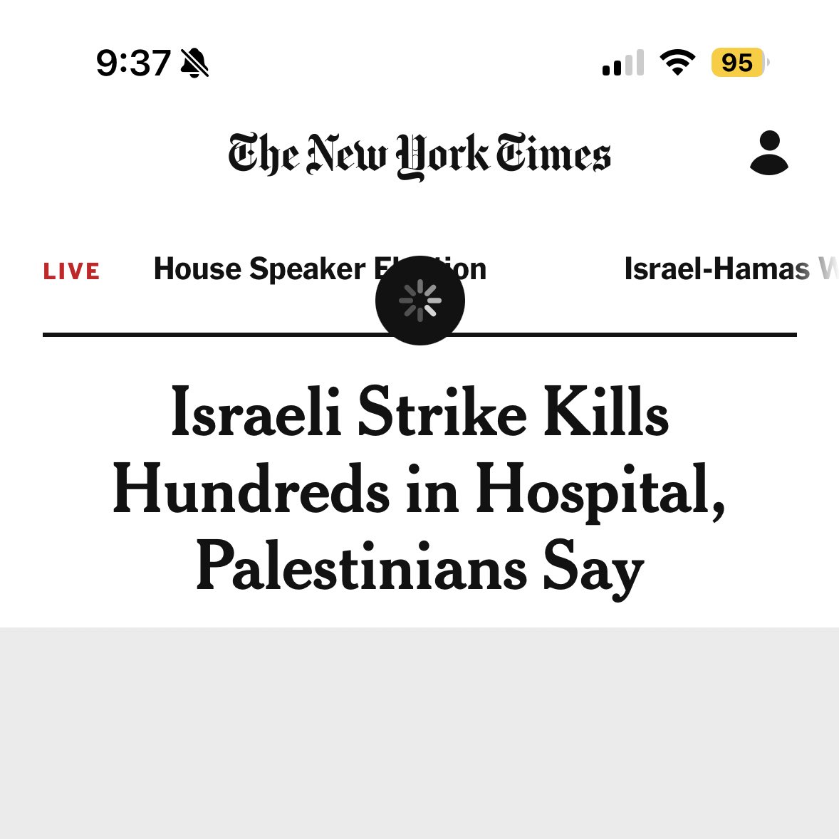 dtrinh's tweet photo. Opened the @nytimes app today and it updated live from this to this.
I have immense respect for the “newspaper of record” but this feels like wildly flimsy reporting.
If it turns out Hamas misfired onto themselves and blew up a parking lot, where does the correction go? https://t.co/yRvaAT9iEf
