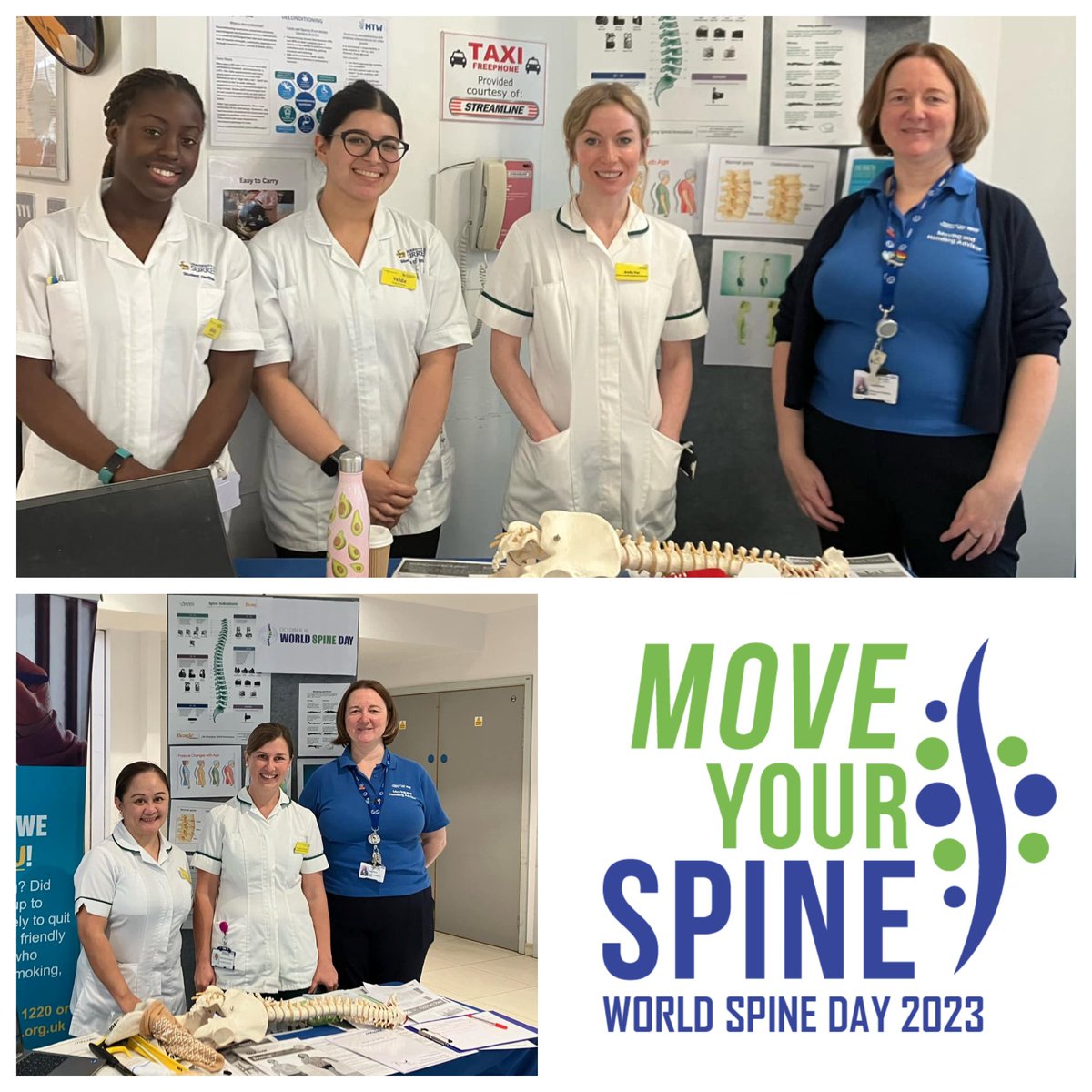 MTWnhs's tweet photo. This week we celebrated #WorldSpineDay with the #MoveYourSpine theme calling on us to care for our spines by staying active!
Our Moving and Handling Advisor, Tracey Martin, was joined by #occupationaltherapists & student #dietitians giving advice on bone health and spine care. https://t.co/zde2s3MAjc