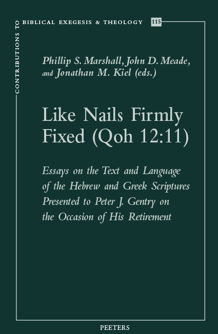 drjohnmeade's tweet photo. It was an honor to publish this Festschrift for Dr. Peter Gentry with @Marshall_Phil, @JonathanKiel, @PeetersPub.

I met Gentry in 2004 @SBTS, and my life was never the same again. He has been a tremendous blessing to me and many others.
https://t.co/rKuG0hkhRY https://t.co/gWL3aL2aRI