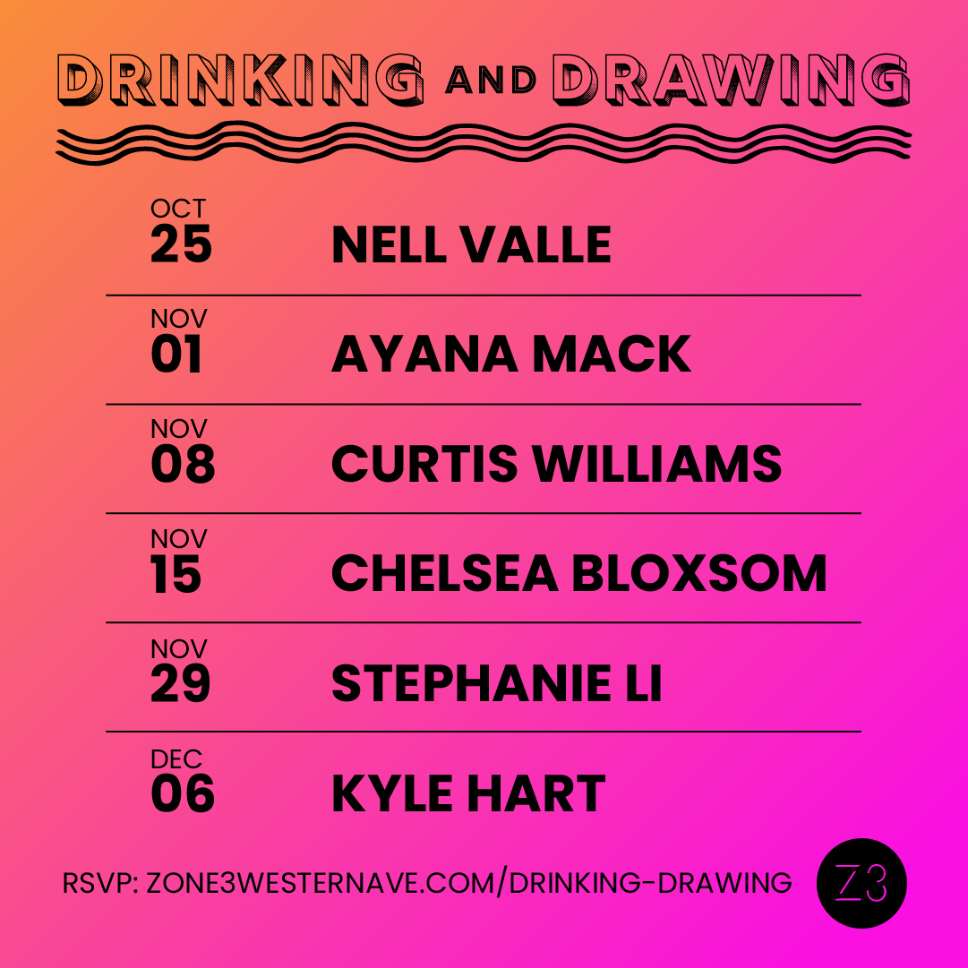 🎨Join us for a fantastic fall season of creativity and fun as we bring back everyone's favorite pair of activities at Zone 3 - Drinking and Drawing! 🍻

Wednesday nights from 5:30-8PM.

FREE for 21+ with RSVP: 👉zone3westernave.com/drinking-drawi…