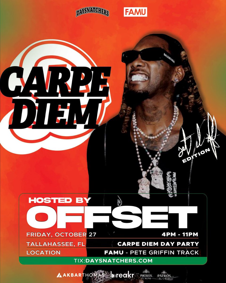 Trey_Cause's tweet photo. @OffsetYRN YOU READY TO SET OFF FAMU HOMECOMING🐍 CUZ? https://t.co/nQPy9DRXtM