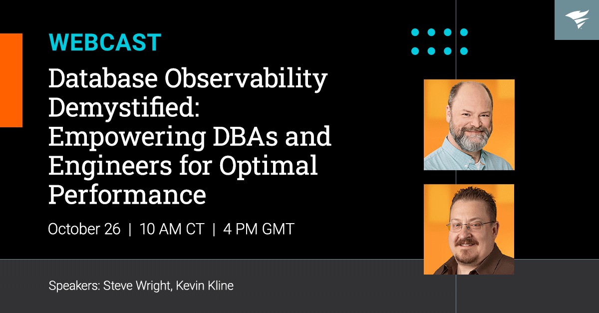 rcolon0001's tweet image. Join us on October 26 as Kevin Kline and Steve Wright introduce our latest offering, SolarWinds Database Observability.
Register today- accelevents.com/e/database-obs…
#DatabaseManagement #DatabaseObservability #DBAs #DatabasePerformance